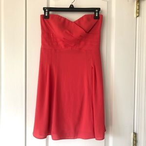 Strapless sweetheart Express skater dress coral